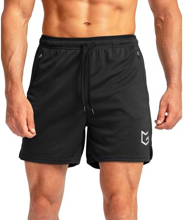 G Gradual Men's Quick Dry Running Shorts with Zipper Pockets - Black, Size Medium - Buy Online on GoSupps.com