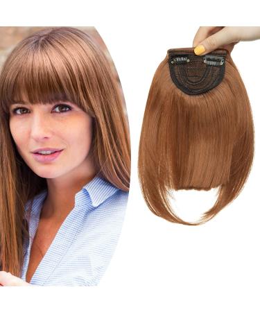 SEGO Clip in Pony Hairpiece Extensions Fringe Bangs One Piece on Front Hair Hair Extension like Real Hair Chestnut Brown-3