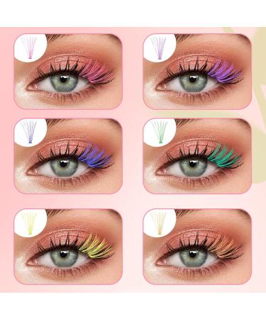 Colored Lash Extensions - 120 Pcs Wispy DIY Rainbow Eyelashes Kit | 14/16mm Mixed Colorful Lashes for Beginners - Buy Online on GoSupps.com