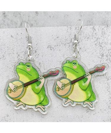 Shop Feylie Cute Frog Acrylic Earrings | Mushroom Drop & Dangle Earrings for Girls | International Shipping - Buy Online on GoSupps.com