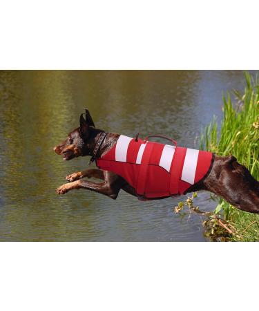 Adjustable Ripstop Dog Life Jacket - Red and White Stripes XXL - Buy Online on GoSupps.com