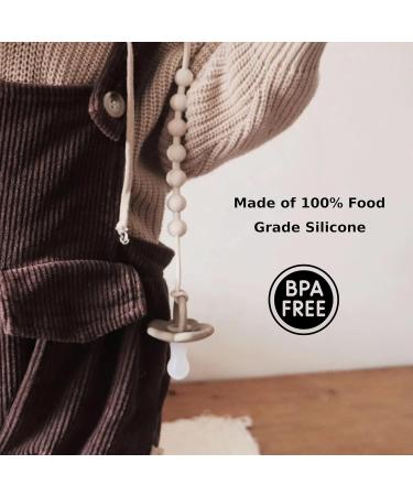 Kidkool Silicone Baby Pacifier Chain Set - 2 PCS for Boys & Girls | Pink/Beige | International Shipping - Buy Online on GoSupps.com