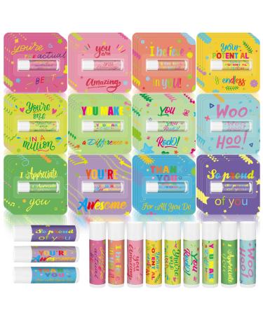 Heigble 12 Pcs Employee Appreciation Gift Lip Balms Bulk Teacher Team Valentine Thank You Gift Travel Size Lip Balms Appreciation Motivational Present Bulk for Teacher Nurse Coworker Staff Team