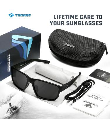 TOREGE Sports Polarized Sunglasses TR66 - Matte Black & Black Lens - Buy Online on GoSupps.com