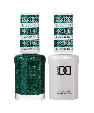 DND Gel Polish Set Green Collection UV/LED Gel Polish and Air Dry Nail Lacquer Matching Chip-Free Polish Duo 524 Green To Green 0.5 Fl Oz