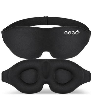 GEGO Sleep Mask 3D Contoured Eye pieces Relieves Pressure and Does Not Squeeze The Face 15 Tilt Angle Ideal for Side Sleepers Soft and Cooling Fabric Lining with 6-layer Soft Memory Foam (Black)