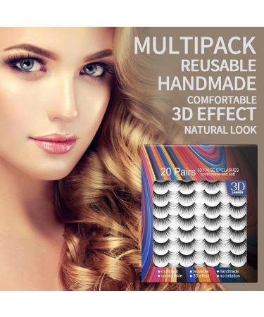 20 Pairs Manga False Eyelashes - Wispy Dramatic Volume & Cat Eye Strip Lashes | Handmade Natural Look - Mixed Pack of 5 - Buy Online on GoSupps.com
