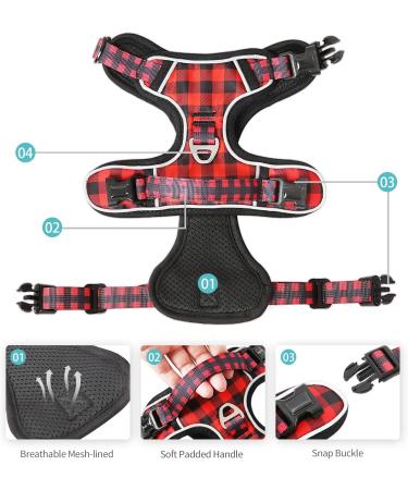 Heele Adjustable No-Pull Dog Harness | Reflective & Breathable for Small Dogs | XS (Chest 33-43cm) | Black-Red - Buy Online on GoSupps.com