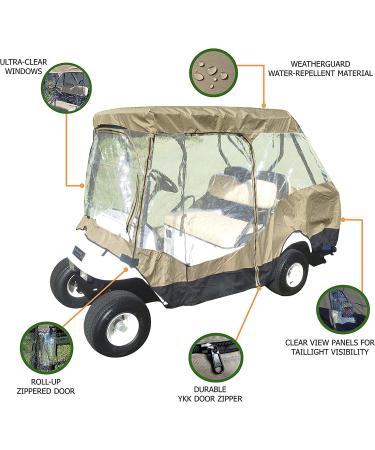4 Person Golf Cart Driving Enclosure Cover with 4-Sided Transparent Windows - Grey or Taupe - Buy Online on GoSupps.com