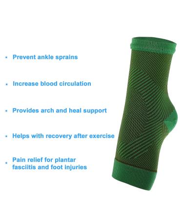 VOCOSTE Ankle Compression Sleeve Socks - Foot Brace for Men & Women | Achilles Tendon Support | Size L/XL - Green Brown - Buy Online on GoSupps.com