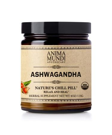 Anima Mundi Ashwagandha Powder - Organic Ashwagandha Root Powder Sourced from India - Commonly Known as Indian Ginseng Root Powder - Calming Herbal Supplement - Add to Tea, Coffee & More (4oz / 113g)
