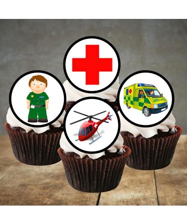 48 Ambulance Cupcake Toppers 3cm Paramedic Cupcake Toppers Mini Edible Nurse Cake Toppers Air Ambulance Cake Decorations Congratulations Cake Topper Thank You Cupcake Toppers Graduation Cupcakes - Buy Online on GoSupps.com