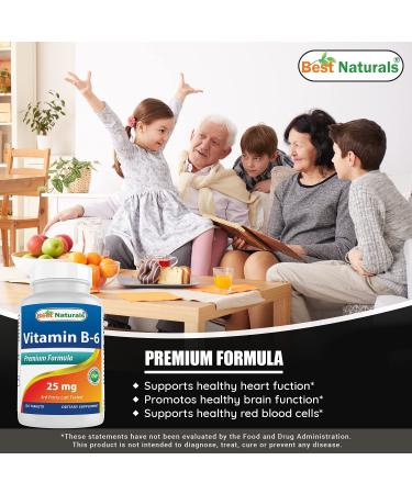 Best Naturals Vitamin B6 25mg - 120 Tablets (Pack of 1) | Essential B6 Supplement - Buy Online on GoSupps.com