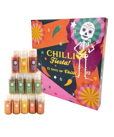 Kimm & Miller Fun Chilli Gifts for Men & Women - Hot Sauce Gift Set For Men with 12 x Hot Chilli Sauce - Great Chilli Challenge or BBQ Gifts for Men