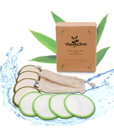 Pandatom 8 Smink pads washable |Reusable zero waste make -ups made of cotton & bamboo |+ Slip glove for the environmentally conscious woman unscented 8 pieces (1 Pack)