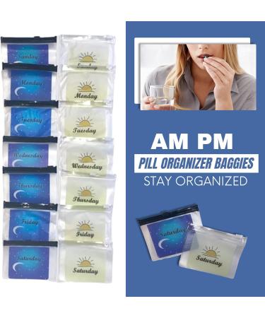 Reusable Pill Baggies | AM PM Pill Organizer with Day Labels | Travel-Friendly 4x3 Inch Medicine Pouches - Buy Online on GoSupps.com