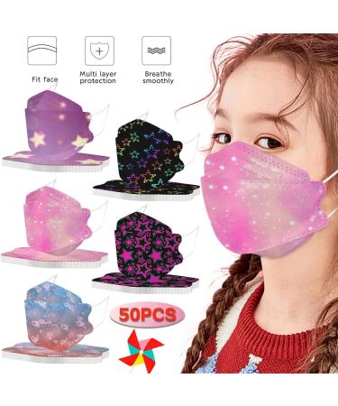 SDFRK Children s Disposable 4-Layer Mouth Protection Masks Colorful Star Design Breathable & Comfortable Ideal for School Days 10/50 Pieces - Buy Online on GoSupps.com