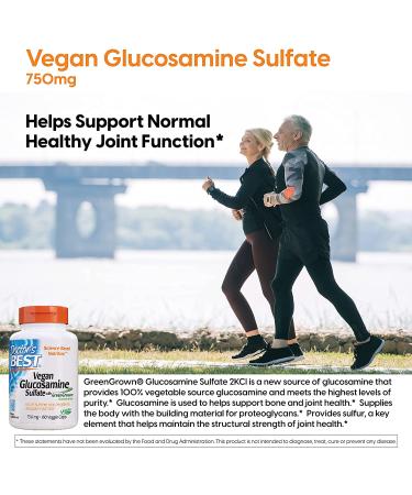 Doctor's Best Vegan Glucosamine Sulfate 750mg, 180 Veggie Caps - Joint Support, Non-GMO, Gluten & Soy Free - Buy Online on GoSupps.com