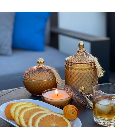 BRIGANTI Cinnamon Chai Latte Amber Glass Jar Candle - Highly Scented 3 Wick Candle for Home Aromatherapy | 12oz Decorative Fall Fragrance - Buy Online on GoSupps.com