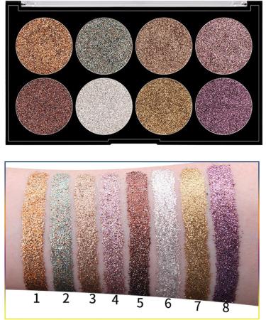 Eyeshadow Palette - Glitter Eye Makeup Set Pro 8 Colors Pressed Eye Shadow Powder Long Lasting Waterproof Highly Pigmented Ultra Shimmer Makeup for 02 - Buy Online on GoSupps.com