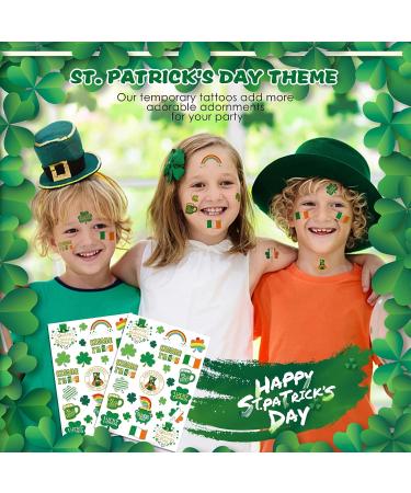 St. Patrick's Day Glitter Tattoos - Shamrock & Four Leaf Clover Temporary Tattoos for Men, Women, Kids - Irish Party Decor & Accessories - Buy Online on GoSupps.com