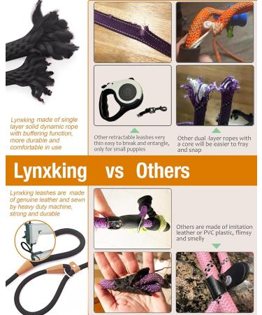 Lynxking Strong Heavy Duty Braided Rope Slip Lead for Medium, Large & Small Dogs - Black, 1/2in x 5ft - Buy Online on GoSupps.com