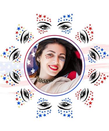 4th of July Patriotic Face Gems - 6 Piece Crystal Stars Rhinestone Eye Sticker Set - Buy Online on GoSupps.com