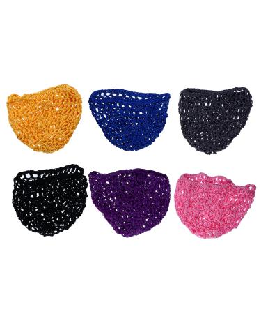 Lurrose 6pcs Crocheted Hair Net Mesh Crocheted Snood Hat Thick Short Colored Hair Net Cap Hair Covers for Women Sleeping