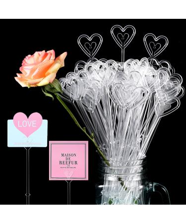 Nitial 100 Pcs Plastic Floral Picks Floral Card Holder Flower Picks Heart  Shape Flower Place Card Holder Floral Pick Clip Card Holder for Wedding  Bouquet Birthday Party Flower