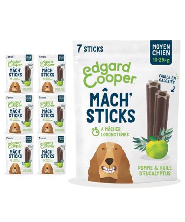 Edgard Cooper Friandises Pour Chien (Eucalyptus & Pomme 7 b tons x 8) Moyen Un par Jour Faible en Calorie Mastication Longue Efficace Haleine Fra che