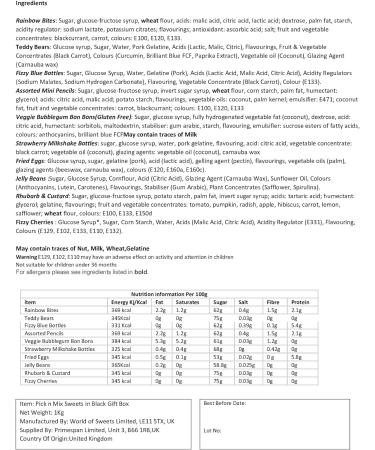 1 KG Pick and Mix Sweets Gift Box - Jelly, Fizzy Bubblegum, Fried Eggs & More - Black - Buy Online on GoSupps.com