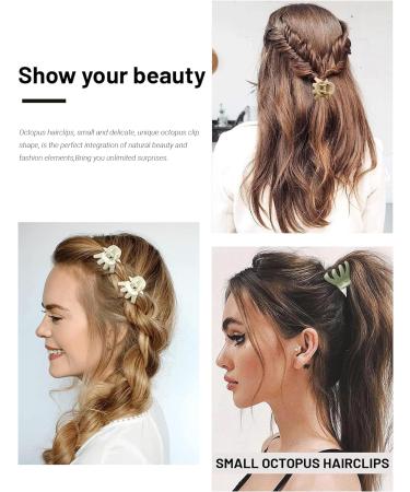 Kavya 12 Pcs Small Octopus Hair Clips for Fine Hair - Non Slip Mini Claw Grip Accessories in Green - Buy Online on GoSupps.com