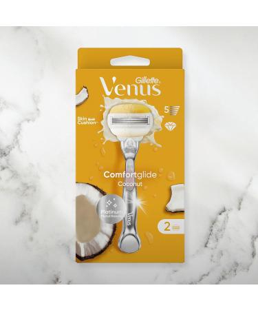 Gillette Venus ComfortGlide Coconut with Olay Women's Razor + 8 Blade Refills, Vitamin E, Gel Bars - Smooth & Comfortable Shave - Buy Online on GoSupps.com