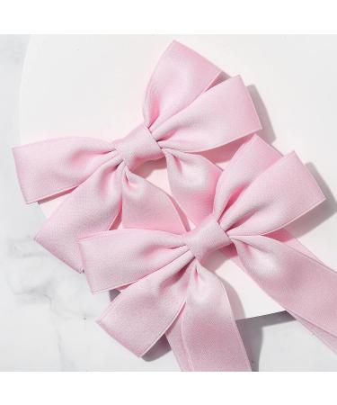 2PCS Pink Satin Hair Bows Clips for Women & Girls - Hair Accessories for Ponytails and Alligator Clips - Buy Online on GoSupps.com