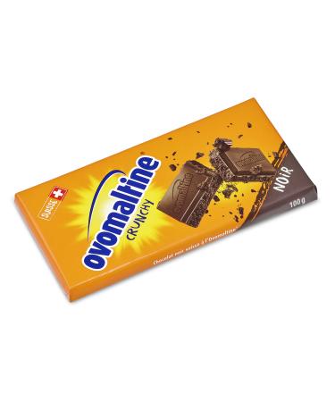 Ovomaltine Crunchy Dark Chocolate Table of Swiss Origin with Crispy Ovomaltine Cocoa Pieces, Sustainable and UTZ Certified (1 x 100 g)