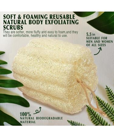 Natural Shower Loofah Sponge - Exfoliating Bath Scrubber & Soft Spa Luffa (2 Pack) - Ideal for Easy Foaming & Body Care - Buy Online on GoSupps.com