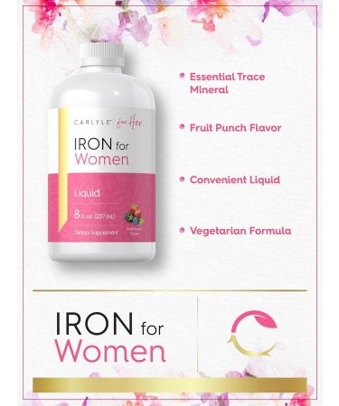 Carlyle Liquid Iron Supplement for Women | 8 fl oz Drops | Fruit Punch Flavor | Vegetarian Non-GMO Gluten Free - Buy Online on GoSupps.com