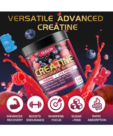 TEHCIN Creatine Monohydrate Gummies Complex 9500mg for Men & Women - 140 Count Creatine Supplement with Electrolyte Blend and L-Taurine Supports Muscle Growth Strength and Recovery Sugar Free - Buy Online on GoSupps.com