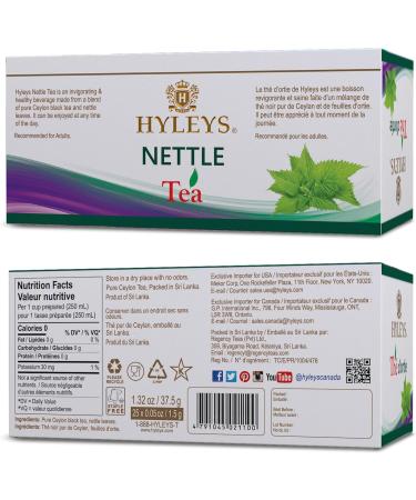 Hyleys Natural Wellness Feuilles d'ortie au th noir M lange de th de Ceylan pur 100 % naturel sans sucre sans gluten sans OGM 25 sachets de th feuilles d'ortie avec th noir - Buy Online on GoSupps.com