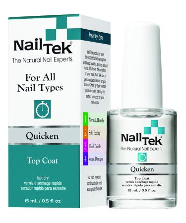 Nail Tek Quicken, Fast Drying Top Coat for All Nail Types, 0.5 oz, 1-Pack Quicken Top Coat 0.5 Fl Oz (Pack of 1)
