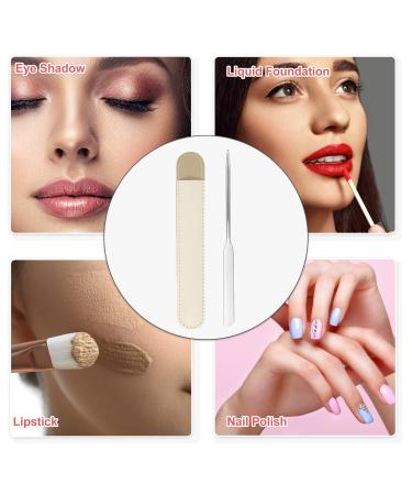 VOCOSTE Stainless Steel Makeup Spatula Set with Faux Leather Case - Liquid Foundation & Lipstick Mixing Palette Tool in Beige - Buy Online on GoSupps.com