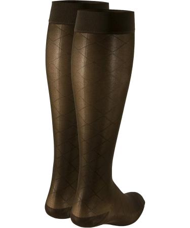 Truform Sheer Compression Stockings for Women - 15-20 mmHg Knee High Diamond Pattern Espresso - Small Size (1 Pair - Buy Online on GoSupps.com