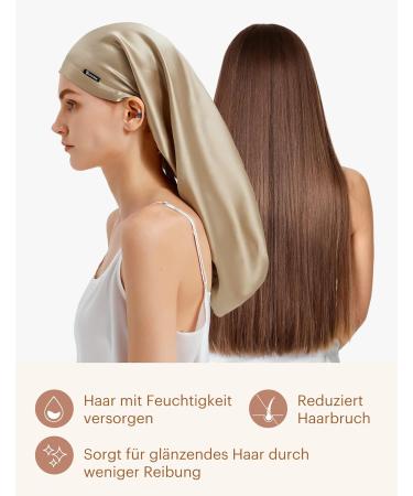 Premium 100% Silk Mulberry Hair Hood for Curly Hair | Lilysilk 19 Momme Long Sleeping Cap for Women - Brown - Buy Online on GoSupps.com