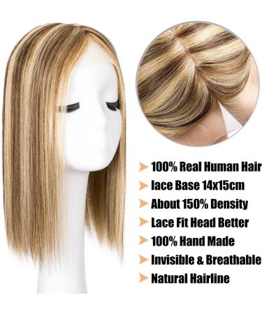 Human Hair Topper for Women Thinning Hair 150% Density Hand Made Toupee with lace front 100% Real Human Hair Clip in Hair Pieces Mono Base 14 * 15cm by Originea (12 -70g #4/27) 12 Inch #4/27 Medium Brown Mix Dark Blonde - Buy Online on GoSupps.com