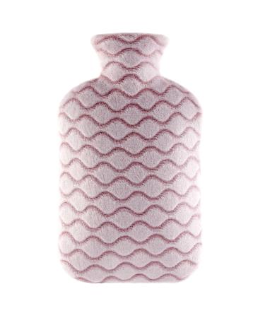 samply 2L hot water bottle with cover removable and washable hot water bottle cold protection for adults & children - pink