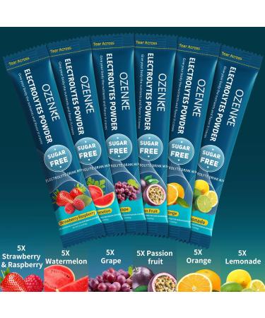 Electrolytes Powder Packets, 30 Sticks Hydration Packets Sugar Free, Electrolyte Drink Mix Travel Electrolyte Packets for Rapid Hydration, 6 Flavors Variety Pack 0.01 Ounce (Pack of 20) - Buy Online on GoSupps.com