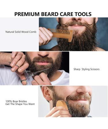 10-in-1 Beard Grooming Kit with Beard Oil, Balm, Conditioner, Shampoo, Roller, Comb, Brush, Scissor, and Storage Bag - Best Gifts for Men - Buy Online on GoSupps.com