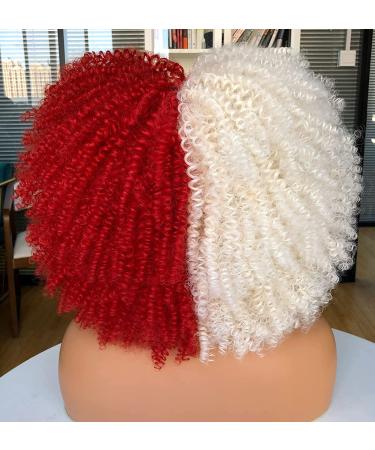 CurlCoo Short Curly Afro Wig for Black Women 14 Inch - White and Red - Buy Online on GoSupps.com