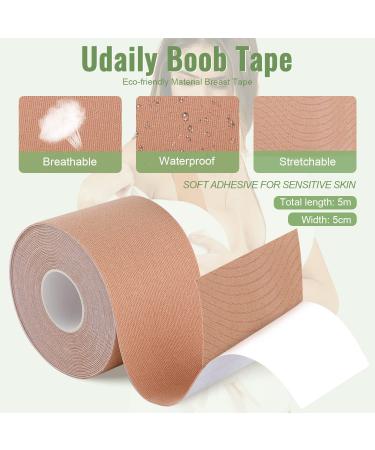 Boob Tape Kit for Breast Lift | 2 Silicone Covers | A-E Cup Size | Waterproof Kinesiology Tape for Push Up | Beige - Buy Online on GoSupps.com