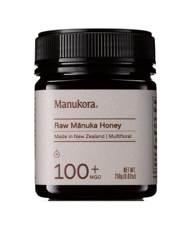 Manukora MGO 100+ Multifloral Raw Manuka Honey (250g/8.8oz) - Authentic Non-GMO New Zealand Honey, MGO Certified, Traceable from Hive to Hand 8.82 Ounce (Pack of 1)
